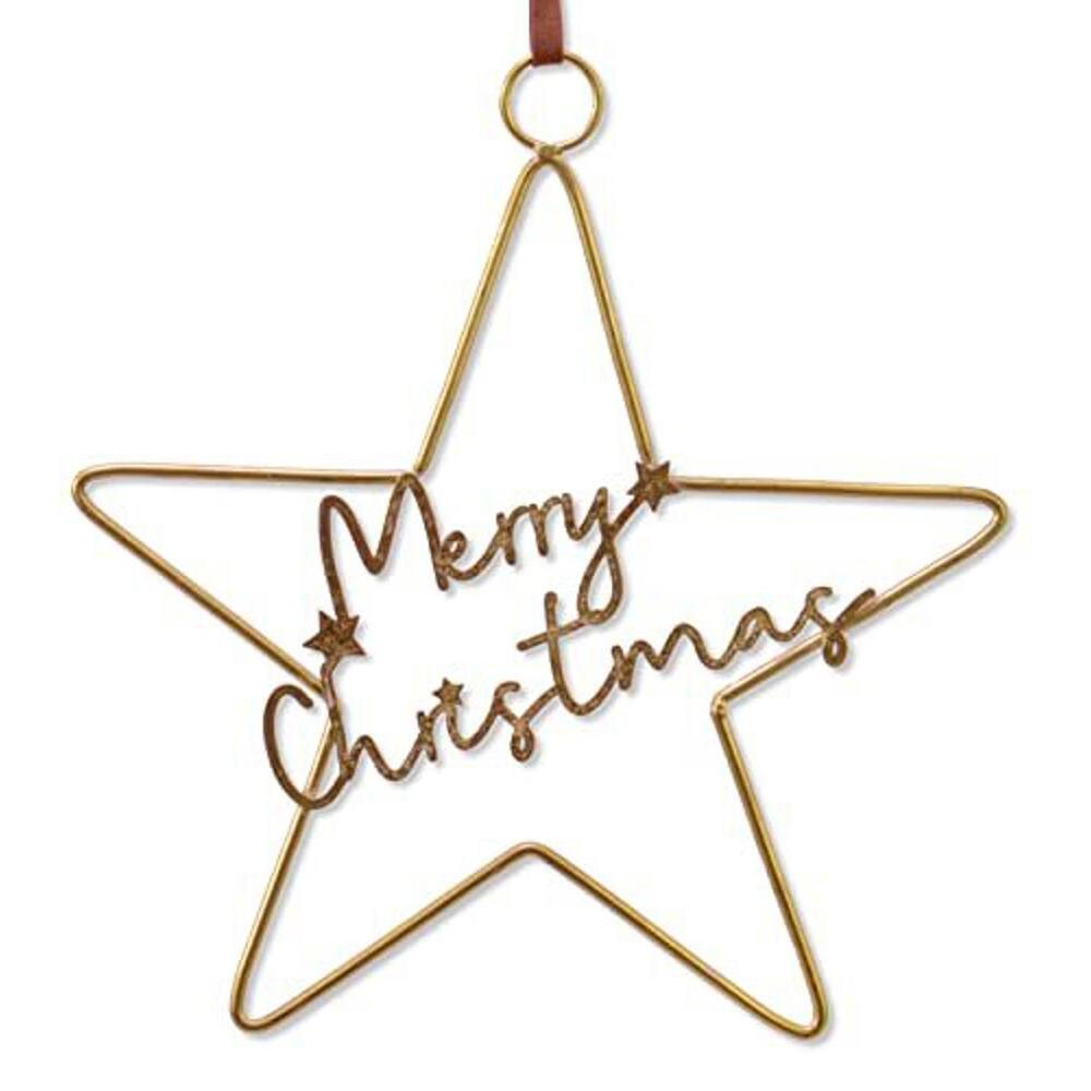 12" Gold Merry Christmas Star, Metal Hanging Décor Holiday Home